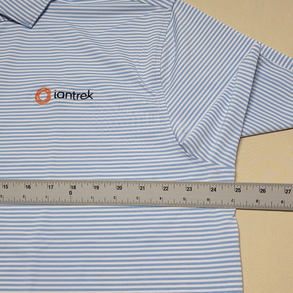Peter Millar Summer Comfort Polo Shirt Men XL Blue/White Striped Pullover RegFit - Picture 3 of 9